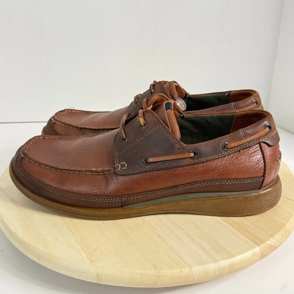 CLARKS Men's Boat Shoes Two-Toned Leather Lace-Up Top-Siders Casual Size 13M